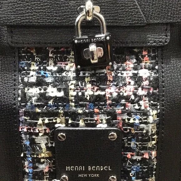 Henri Bendel Tweed Jetsetter Multicolor Backpack Satchel Crossbody NWOT - Picture 2 of 4